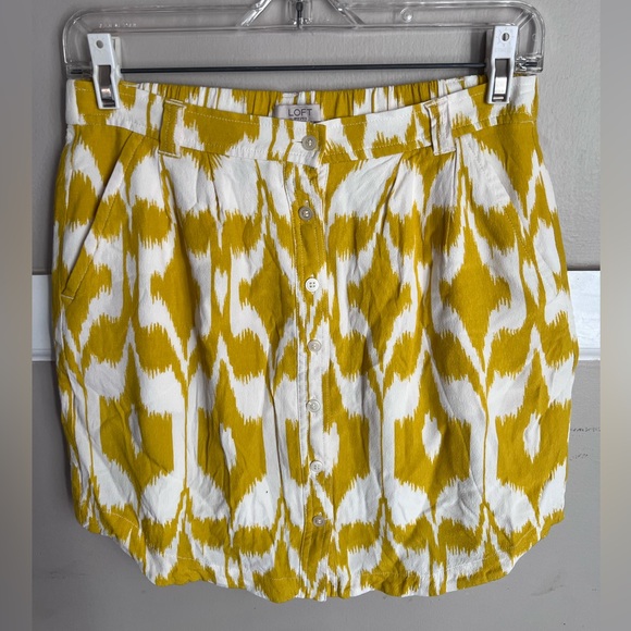 LOFT Dresses & Skirts - LOFT Mustard and White Mini Skirt Size Small
